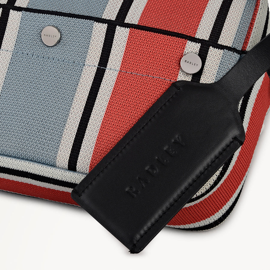 Hadleigh Place - Cabana Stripe Small Ziptop Cross Body Steel - 113520