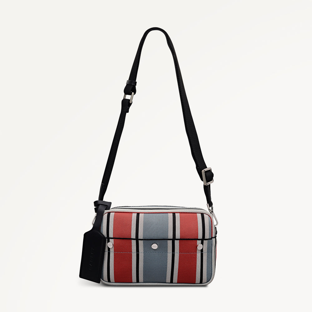 Hadleigh Place - Cabana Stripe Small Ziptop Cross Body Steel - 113520