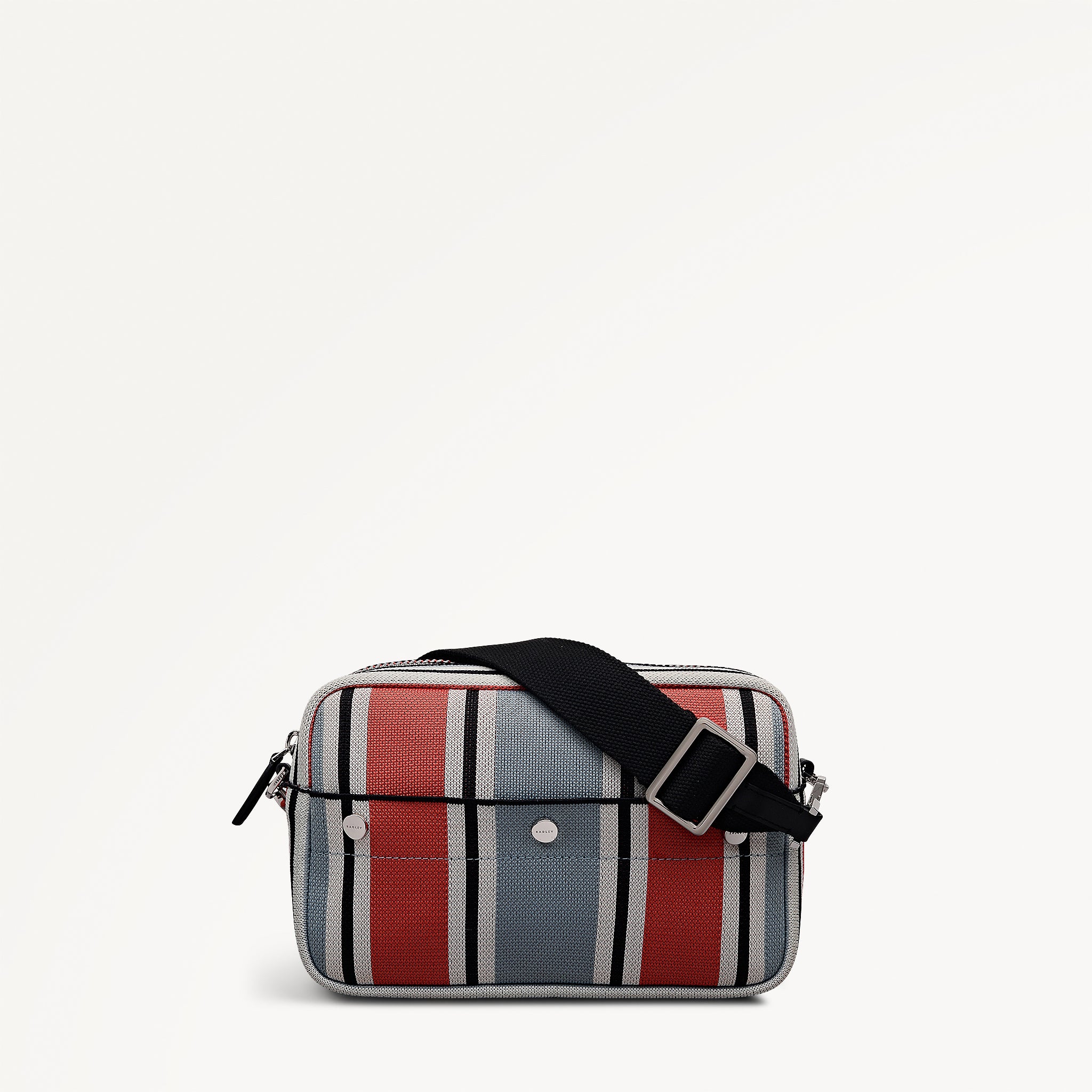 Hadleigh Place - Cabana Stripe Small Ziptop Cross Body Steel - 113520