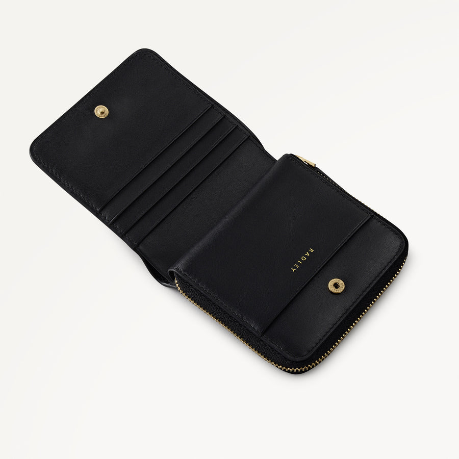 The Roxburgh - Perforated Medium Zip Around Purse Black - 113557