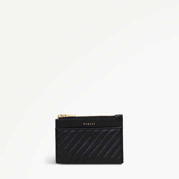The Belsize - Quilt Small Zip Card & Coin Holder Black - 113566