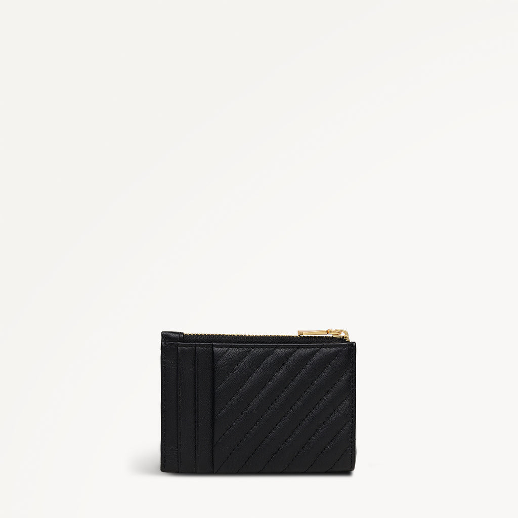The Belsize - Quilt Small Zip Card & Coin Holder Black - 113566