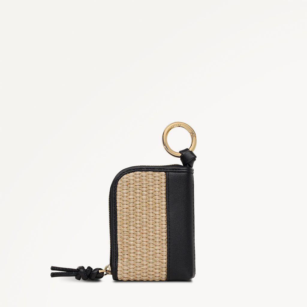 Golden Lane - Raffia Small Bag Charm Black - 113569