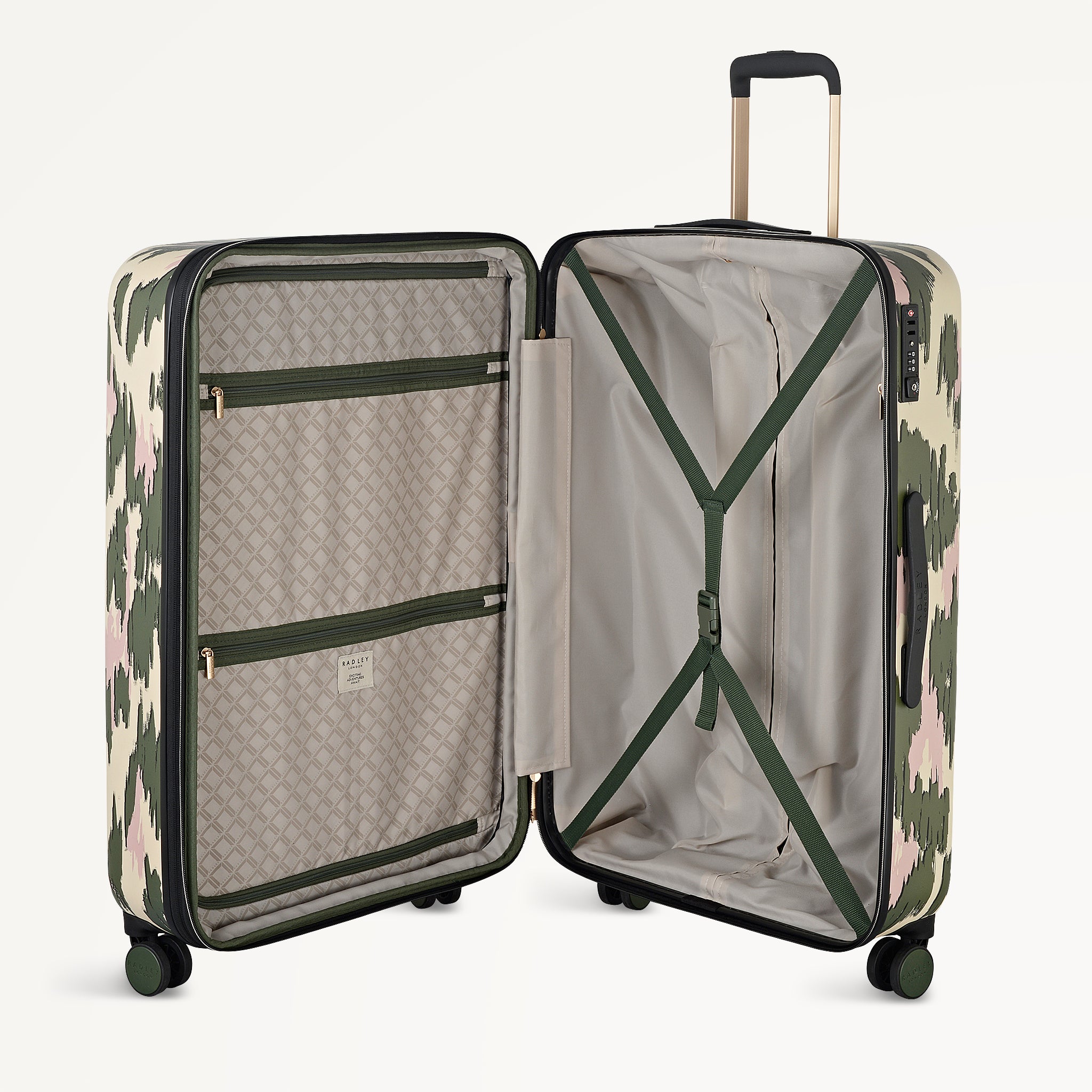 Abstract Animal 4 Wheel Large Suitcase Hunter Green - 113597