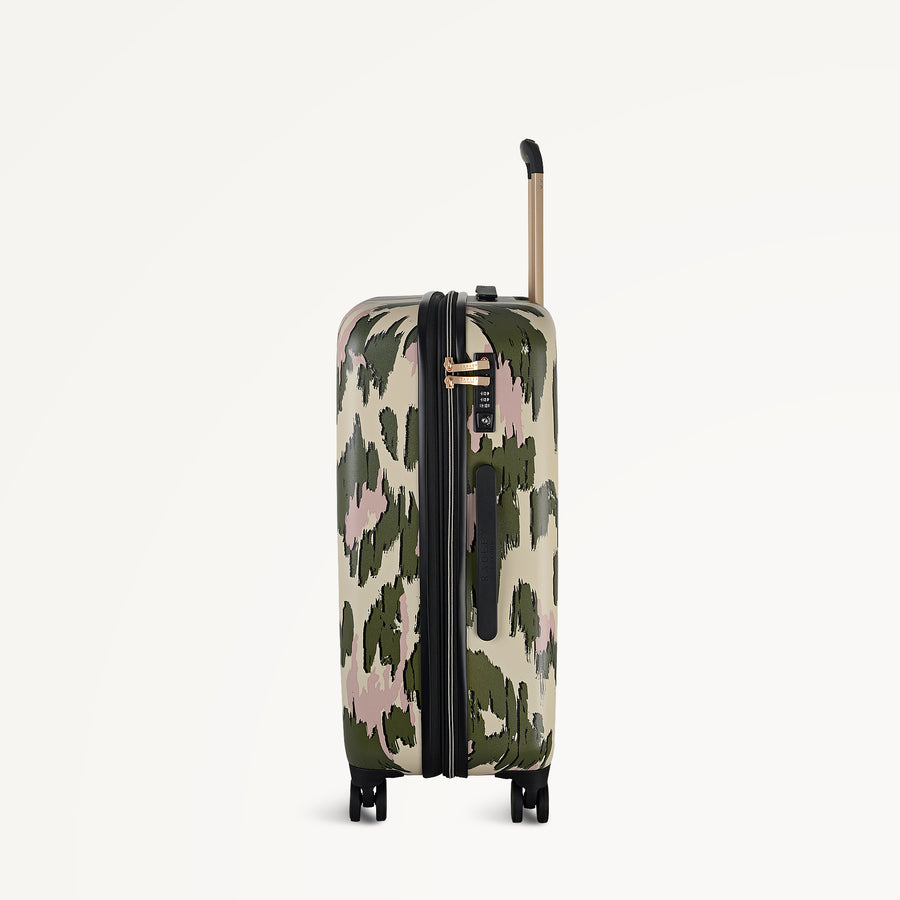 Abstract Animal 4 Wheel Medium Suitcase Hunter Green - 113598