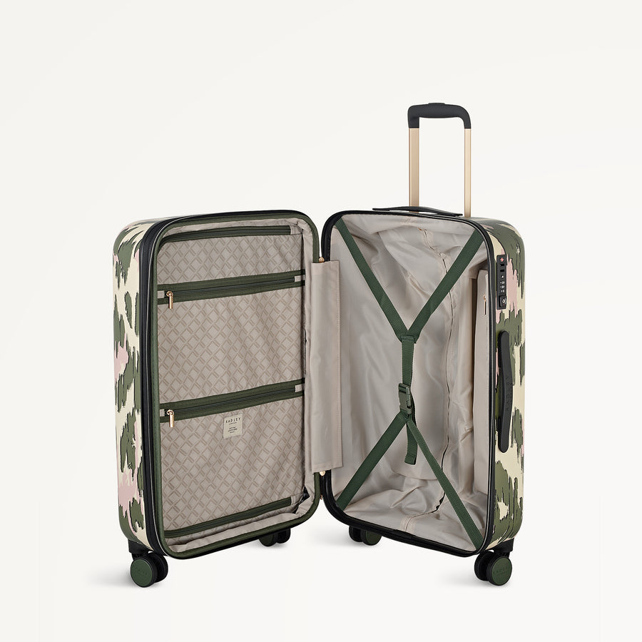 Abstract Animal 4 Wheel Medium Suitcase Hunter Green - 113598