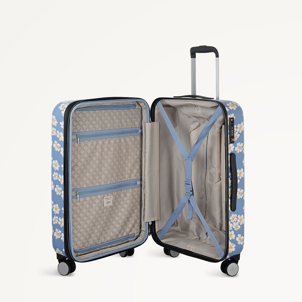 Poppies 4 Wheel Medium Suitcase Denim - 113604