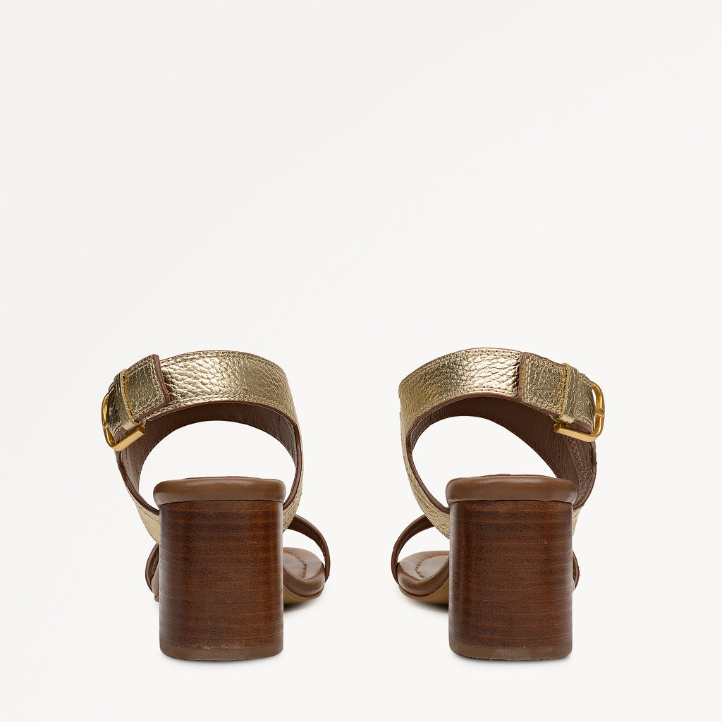 The Goldborne- Heeled Sandal  Mid Block Casual Sandal Gold - 113619