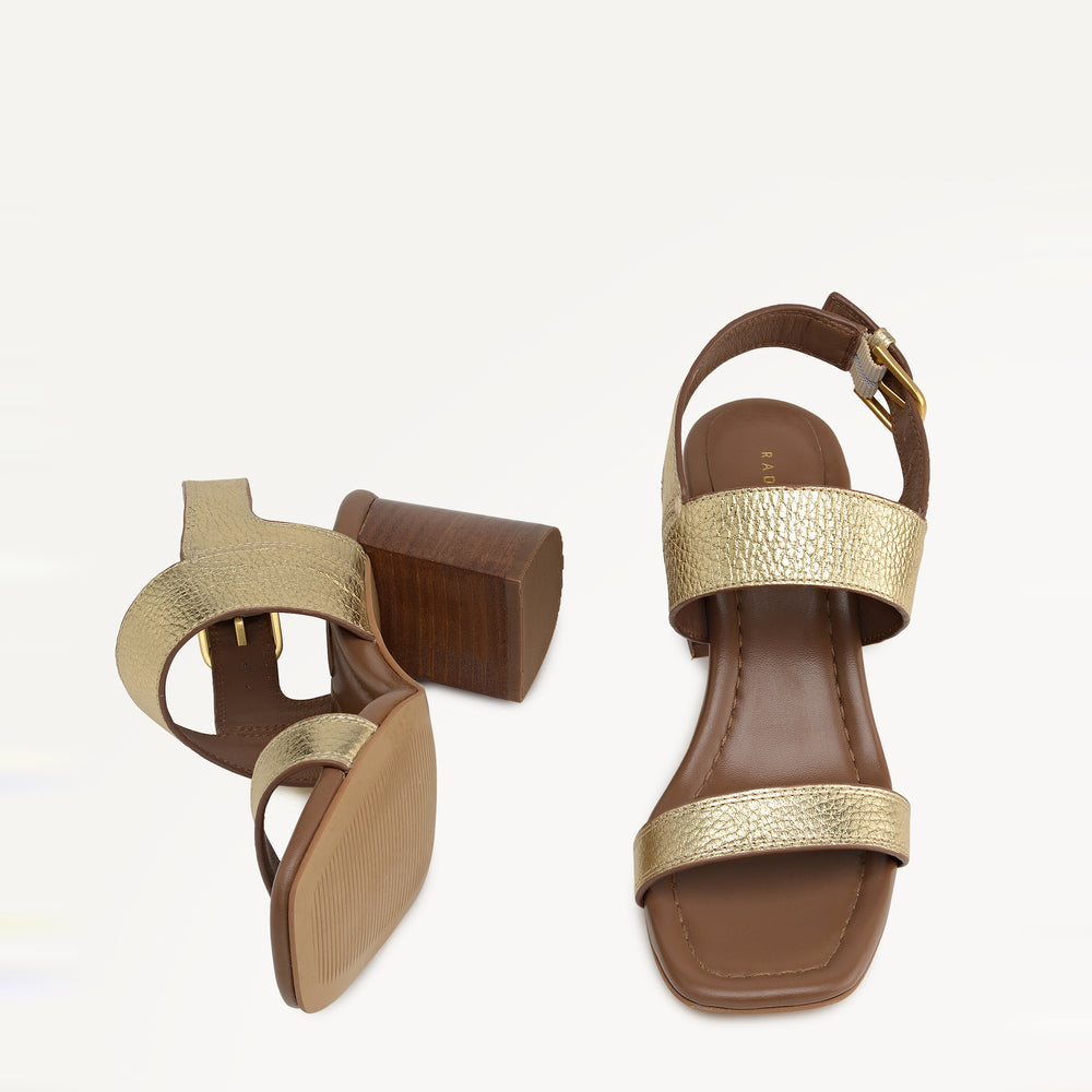 The Goldborne- Heeled Sandal  Mid Block Casual Sandal Gold - 113619