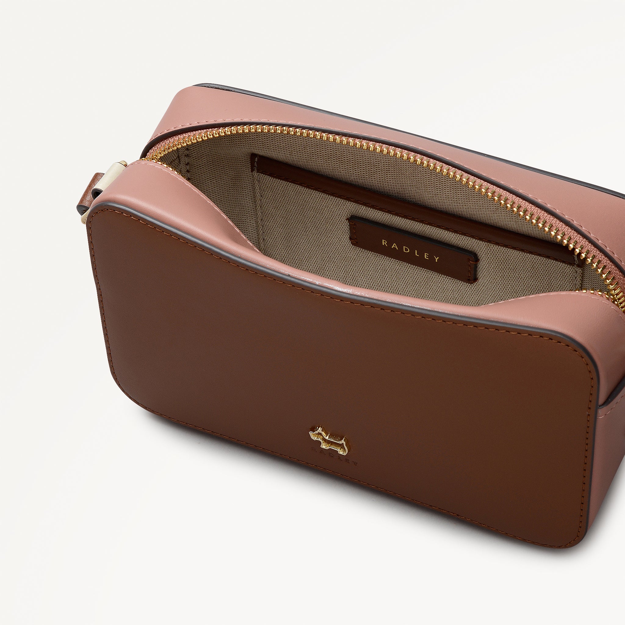 Beech Row - Colourblock Mini Zip Around Cross Body Cognac - 113644