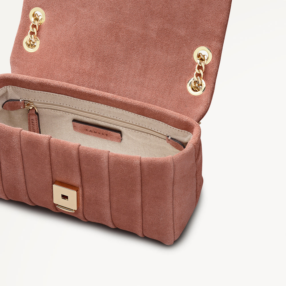 Burton Way - Quilt Suede Small Flapover Cross Body Carnation - 113653