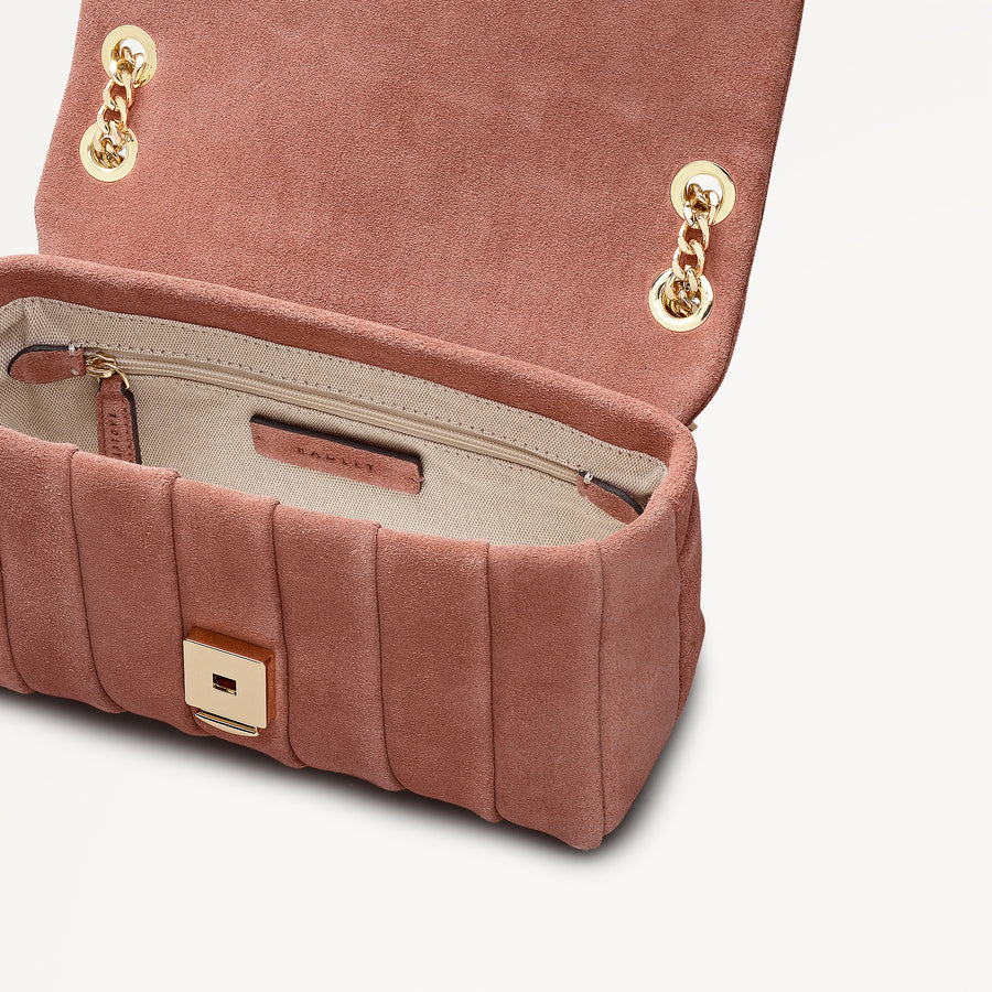 Burton Way - Quilt Suede Small Flapover Cross Body Carnation - 113653