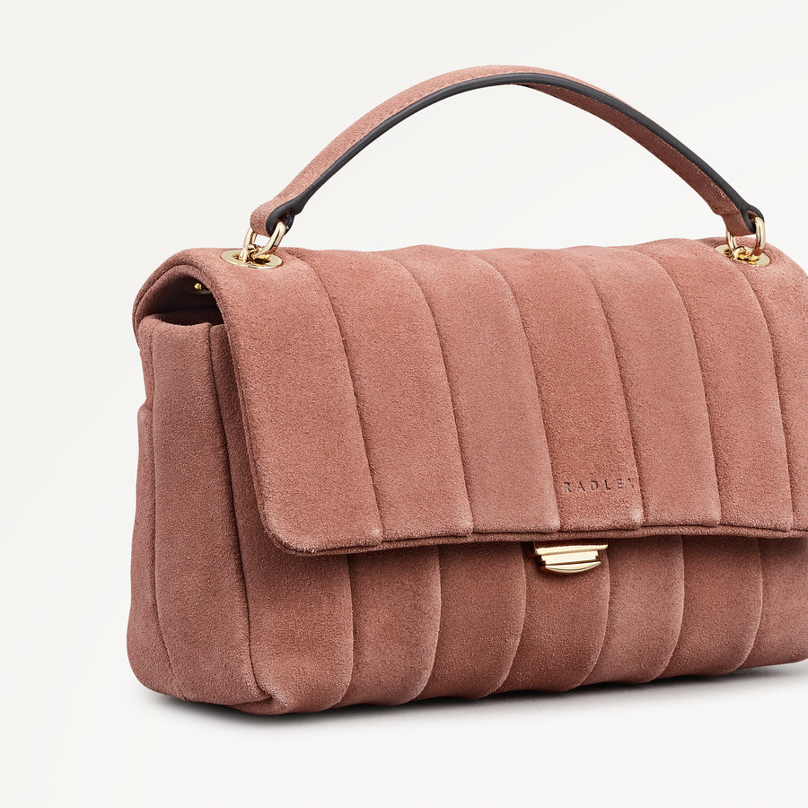 Burton Way - Quilt Suede Small Flapover Cross Body Carnation - 113653