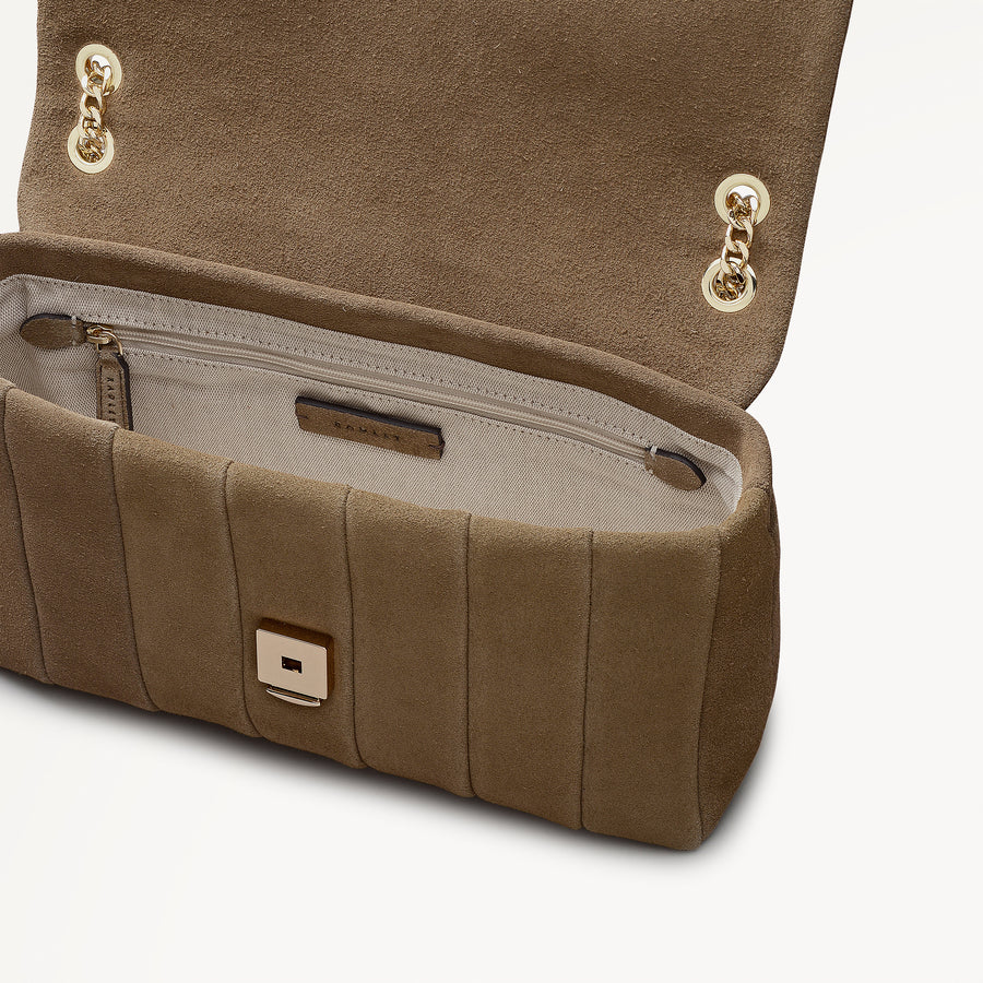 Burton Way - Quilt Suede Medium Flapover Cross Body Acorn - 113654