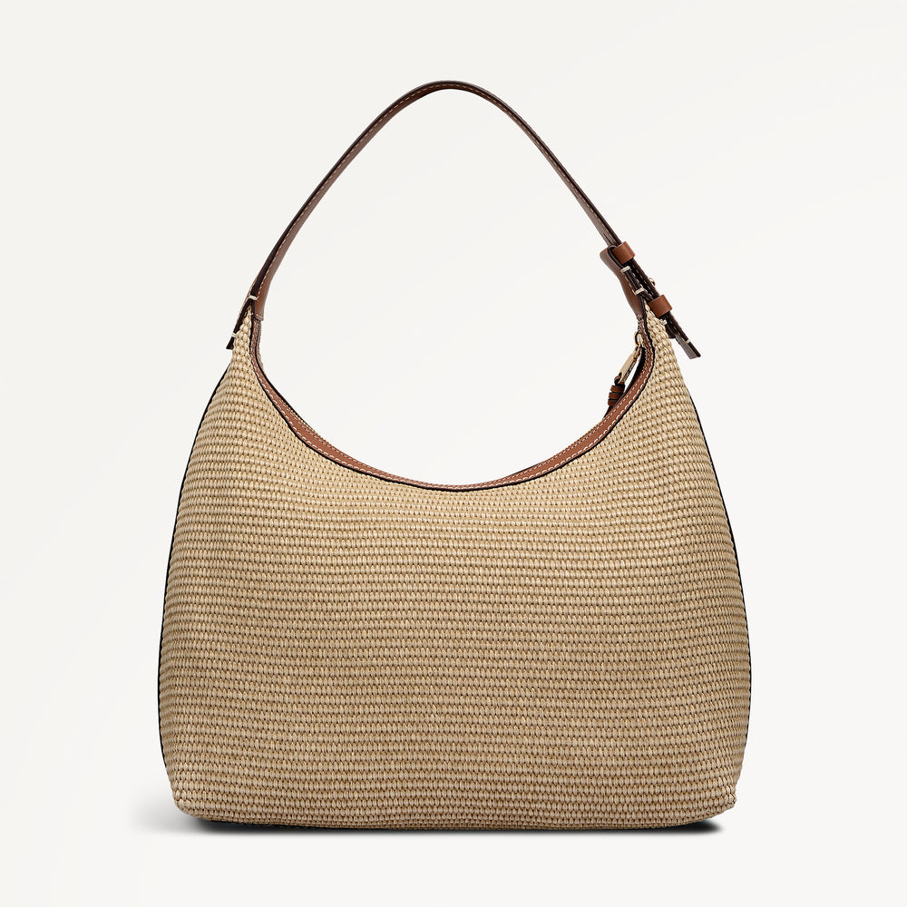 Spencer Mews - Raffia Large Ziptop Shoulder Cognac - 113657