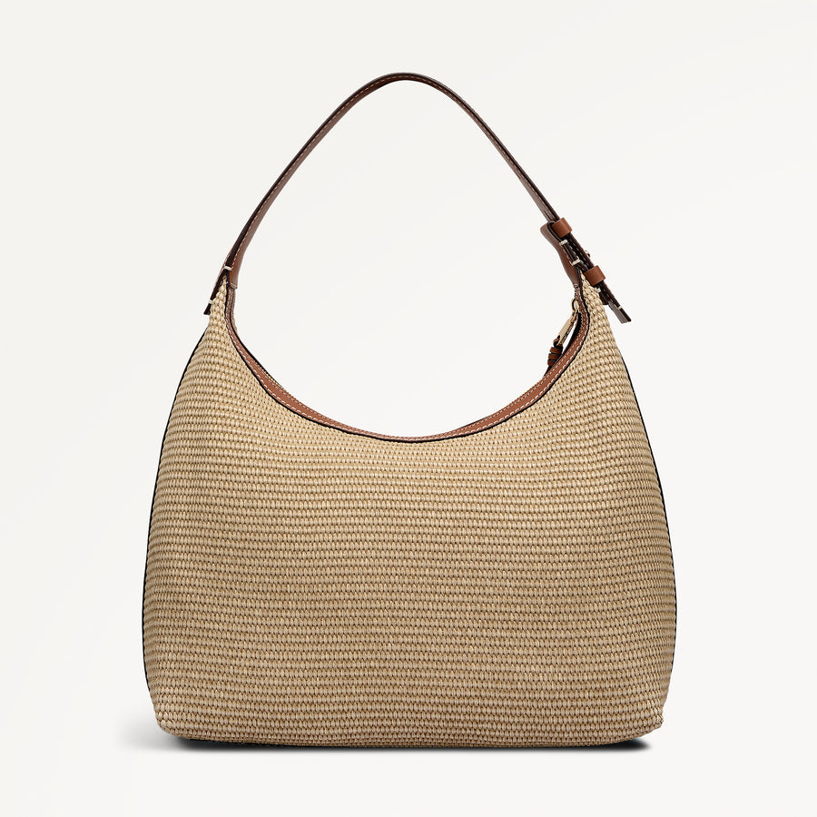 Spencer Mews - Raffia Large Ziptop Shoulder Cognac - 113657