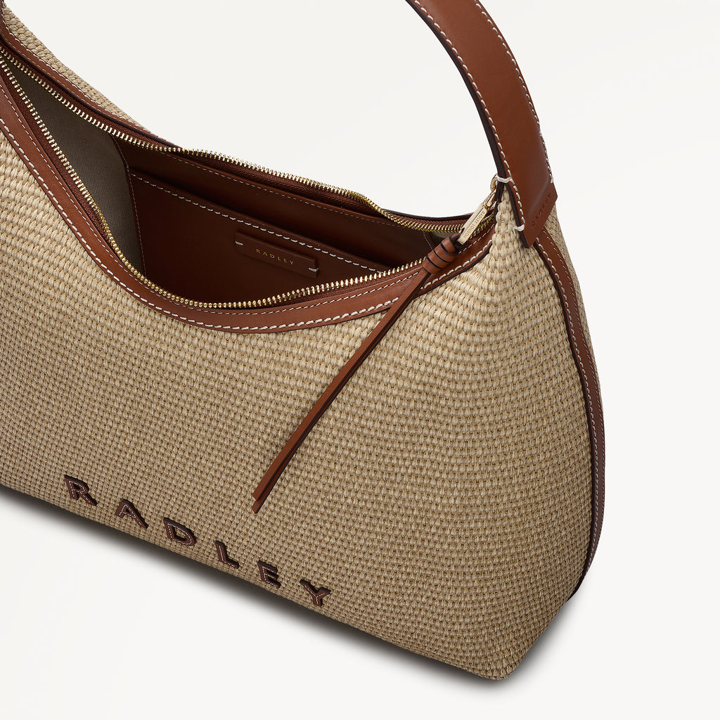 Spencer Mews - Raffia Large Ziptop Shoulder Cognac - 113657