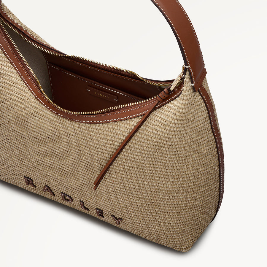 Spencer Mews - Raffia Large Ziptop Shoulder Cognac - 113657