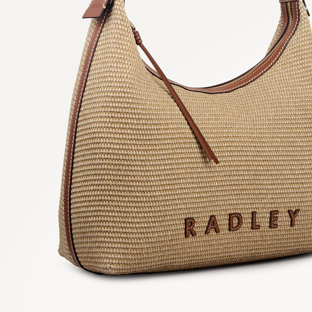 Spencer Mews - Raffia Large Ziptop Shoulder Cognac - 113657