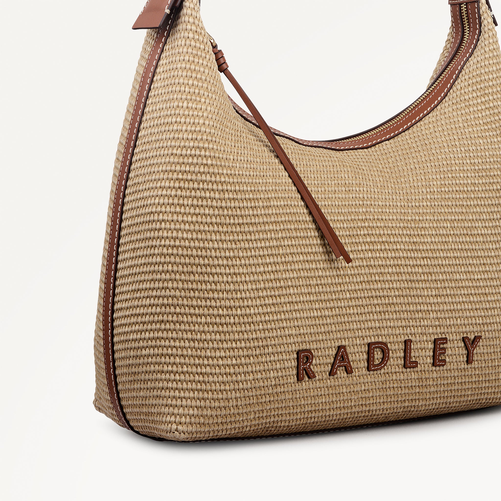 Spencer Mews - Raffia Large Ziptop Shoulder Cognac - 113657