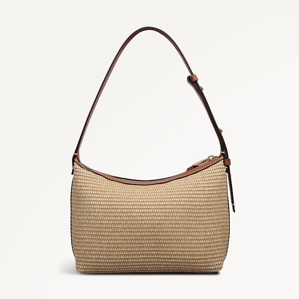 Spencer Mews - Raffia Medium Ziptop Shoulder Cognac - 113658