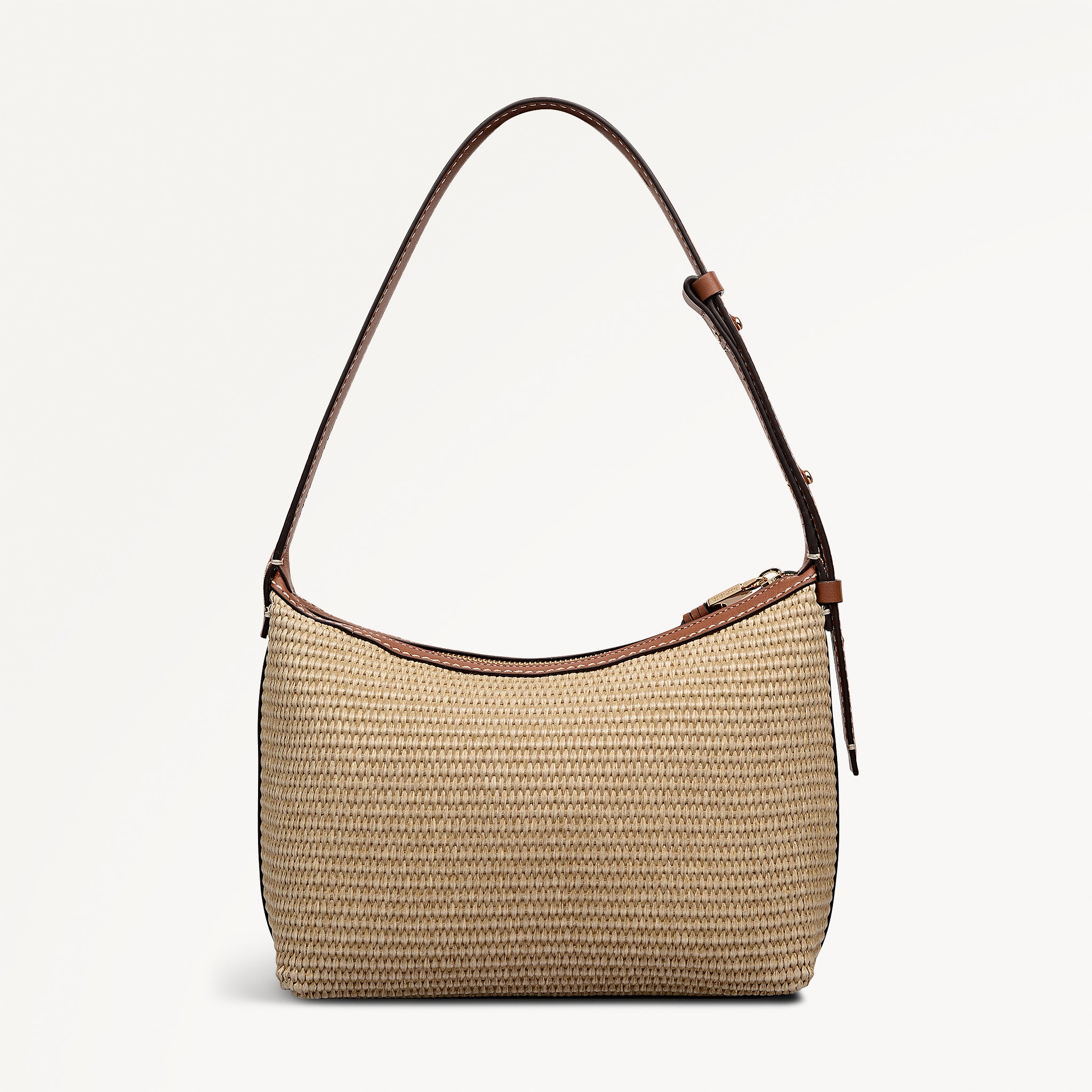 Spencer Mews - Raffia Medium Ziptop Shoulder Cognac - 113658