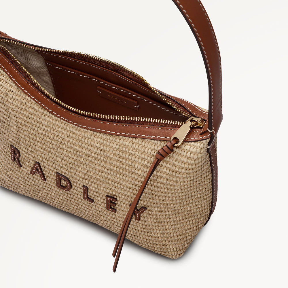 Spencer Mews - Raffia Medium Ziptop Shoulder Cognac - 113658