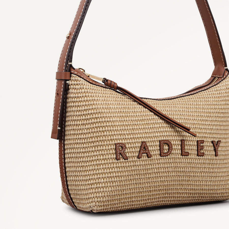 Spencer Mews - Raffia Medium Ziptop Shoulder Cognac - 113658