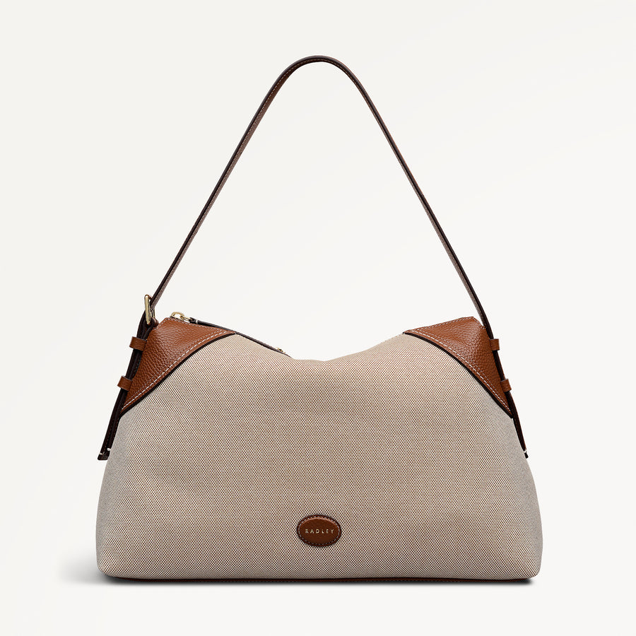 Crawford Mews - Canvas Large Ziptop Shoulder Natural - 113668