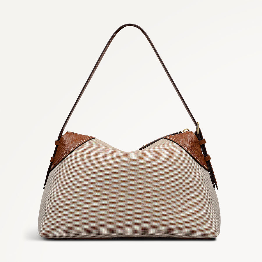 Crawford Mews - Canvas Large Ziptop Shoulder Natural - 113668