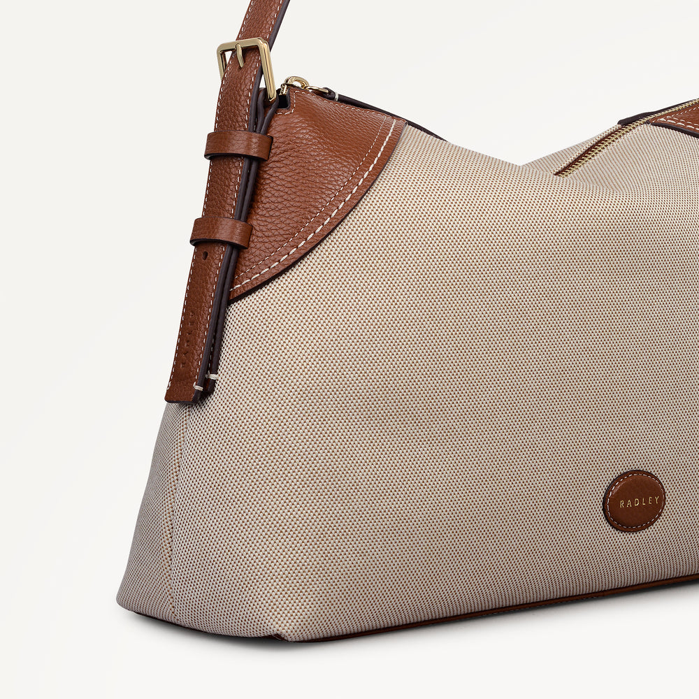 Crawford Mews - Canvas Large Ziptop Shoulder Natural - 113668