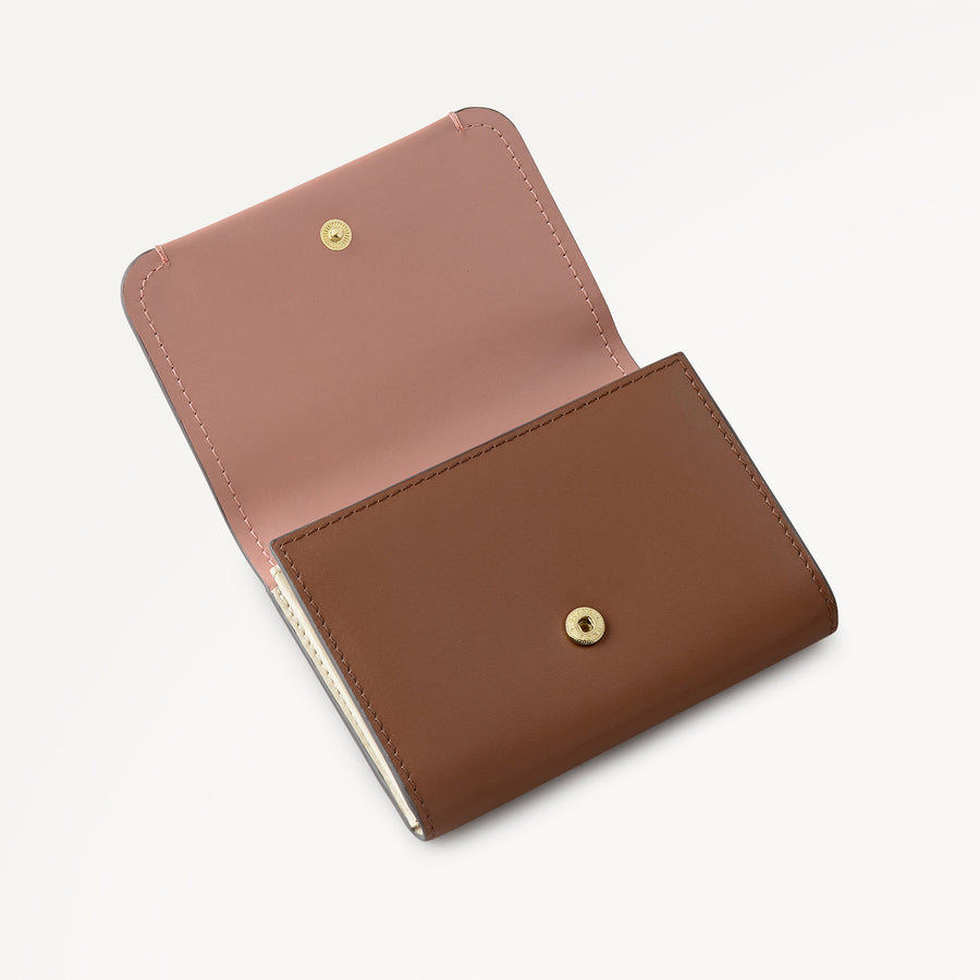 Beech Row - Colourblock Medium Flapover Purse Cognac - 113696