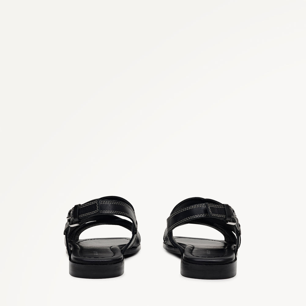 The Evie - Sandal  Luxe Artisan Flat Sandal Black - 113734