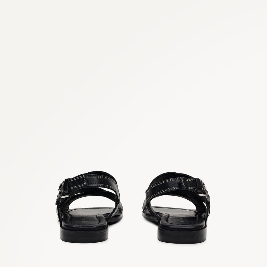 The Evie - Sandal  Luxe Artisan Flat Sandal Black - 113734