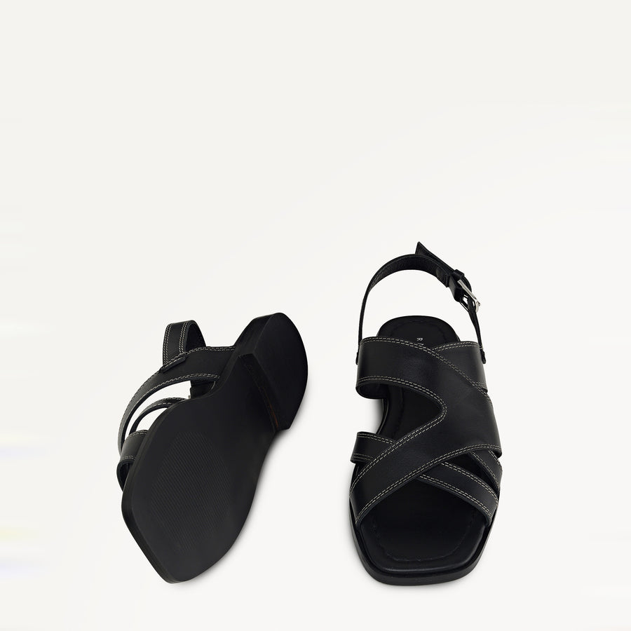 The Evie - Sandal  Luxe Artisan Flat Sandal Black - 113734