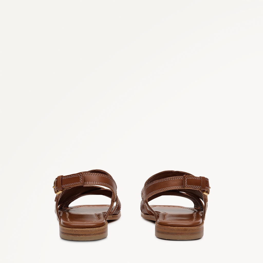 The Evie - Sandal  Luxe Artisan Flat Sandal Cognac - 113735