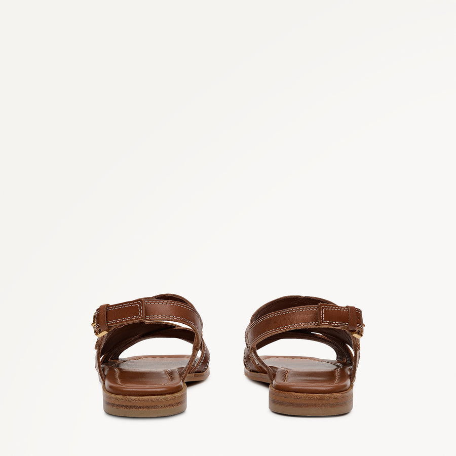 The Evie - Sandal  Luxe Artisan Flat Sandal Cognac - 113735