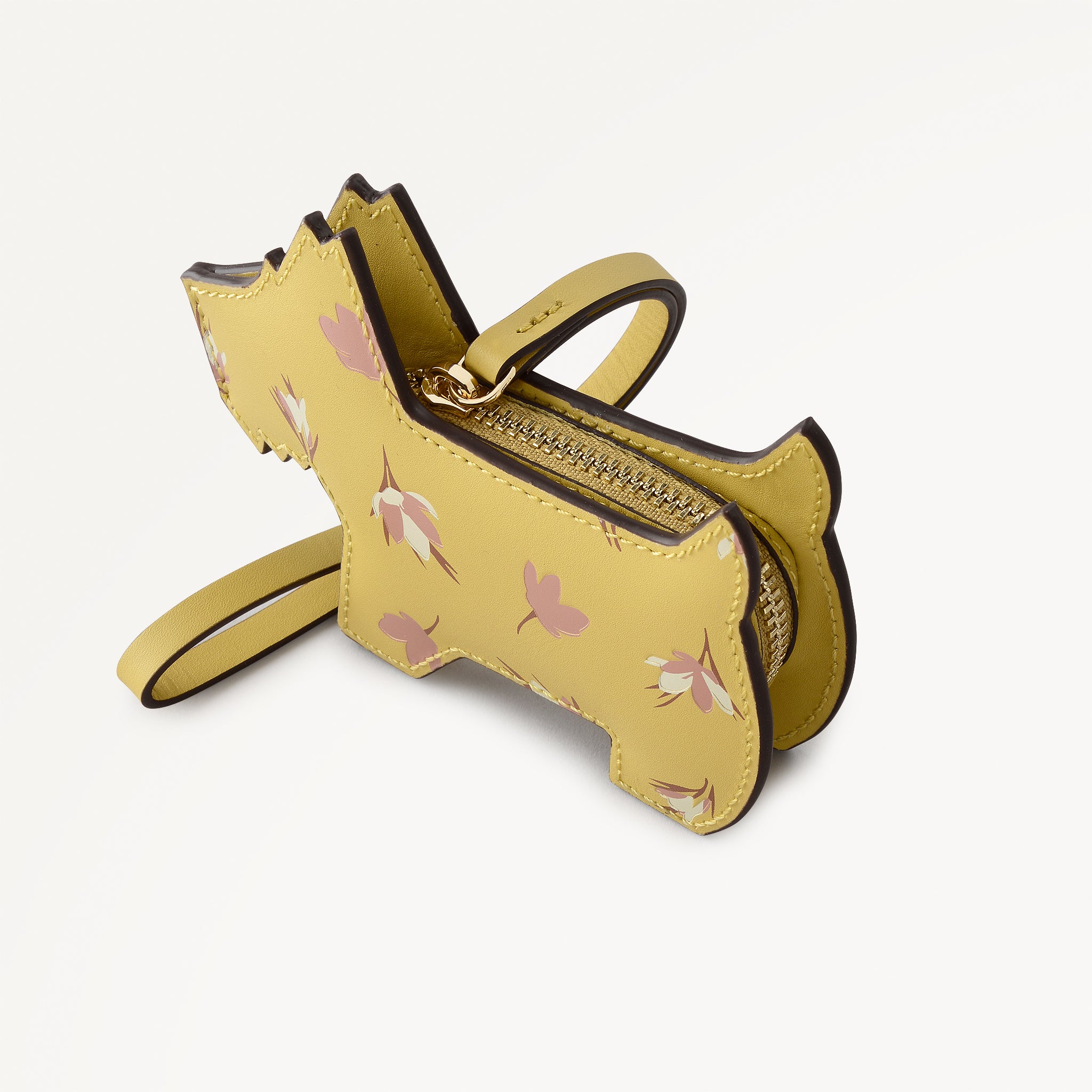 RADLEY DOG FLORAL LEATHER ZIPTOP PURSE CHARM HONEYCOMB - 113747
