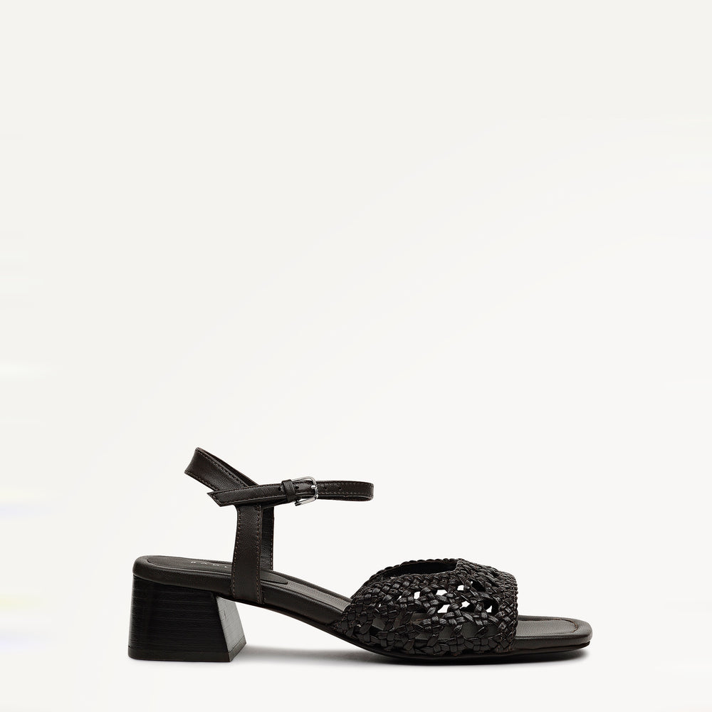 The Camden - Heeled Sandal  Low Block Weave Sandal Chocolate - 113760
