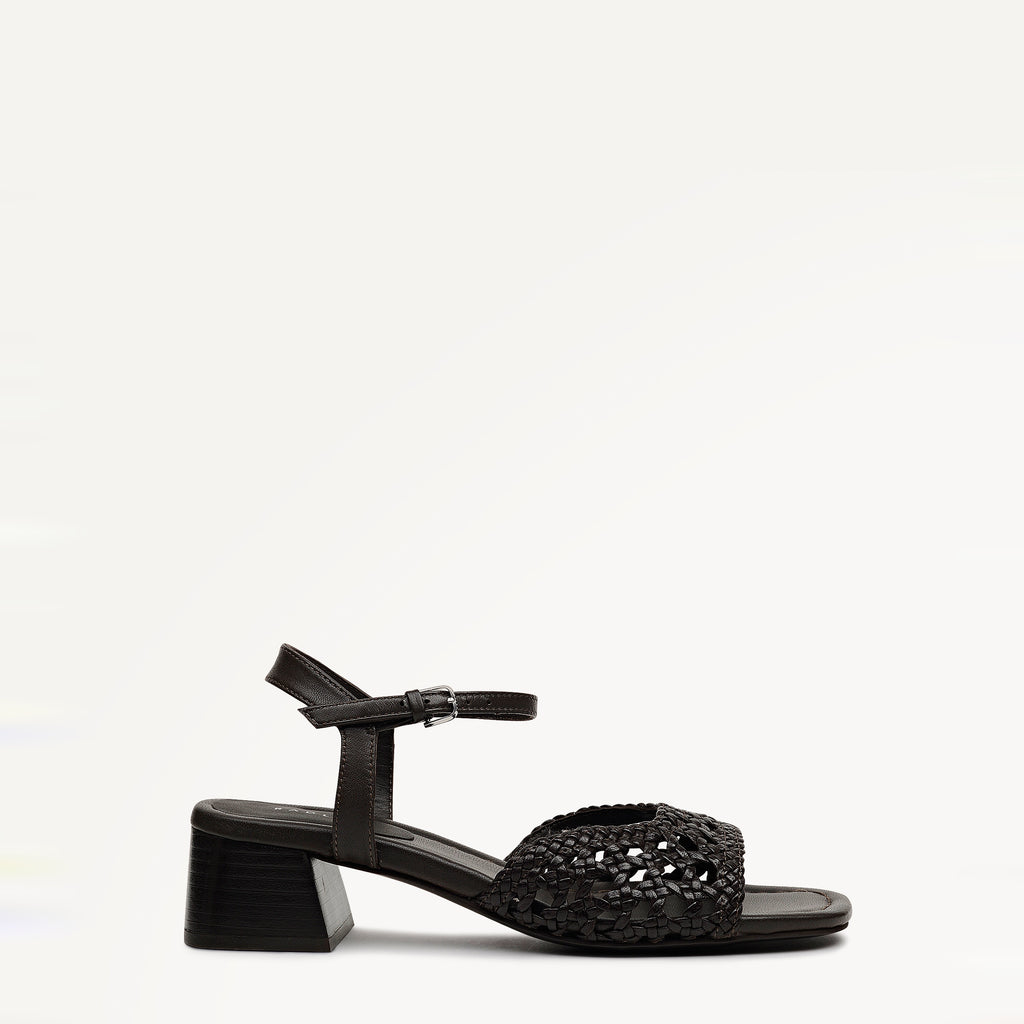 The Camden - Heeled Sandal  Low Block Weave Sandal Chocolate - 113760