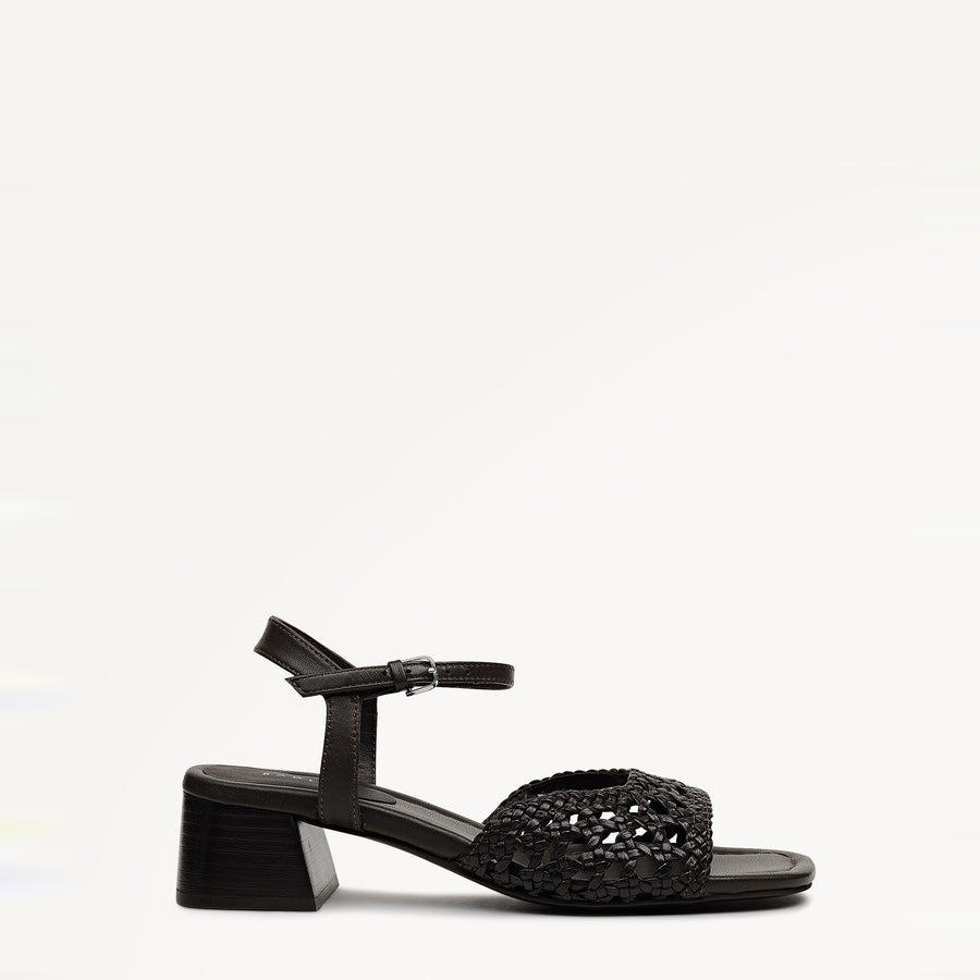 The Camden - Heeled Sandal  Low Block Weave Sandal Chocolate - 113760