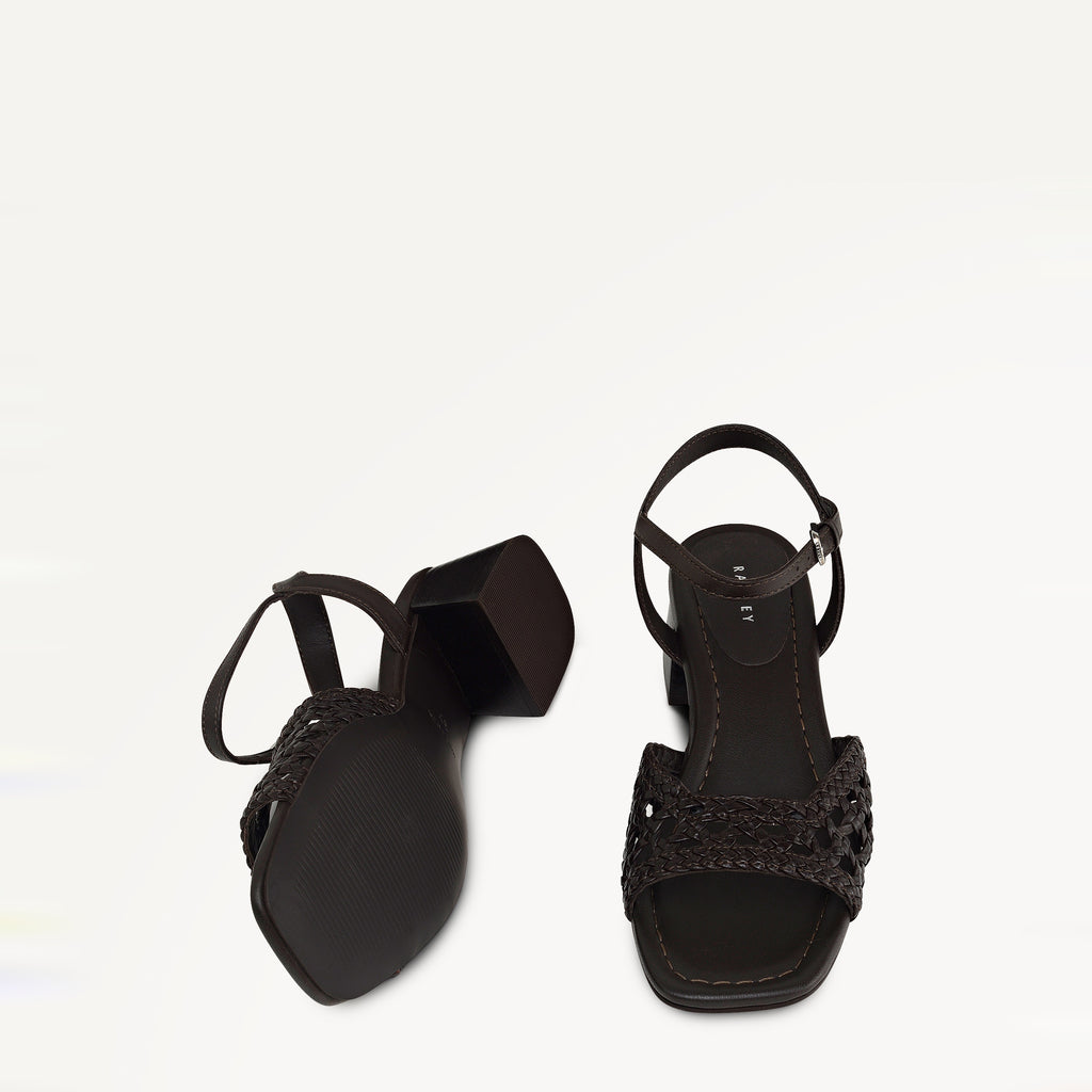 The Camden - Heeled Sandal  Low Block Weave Sandal Chocolate - 113760