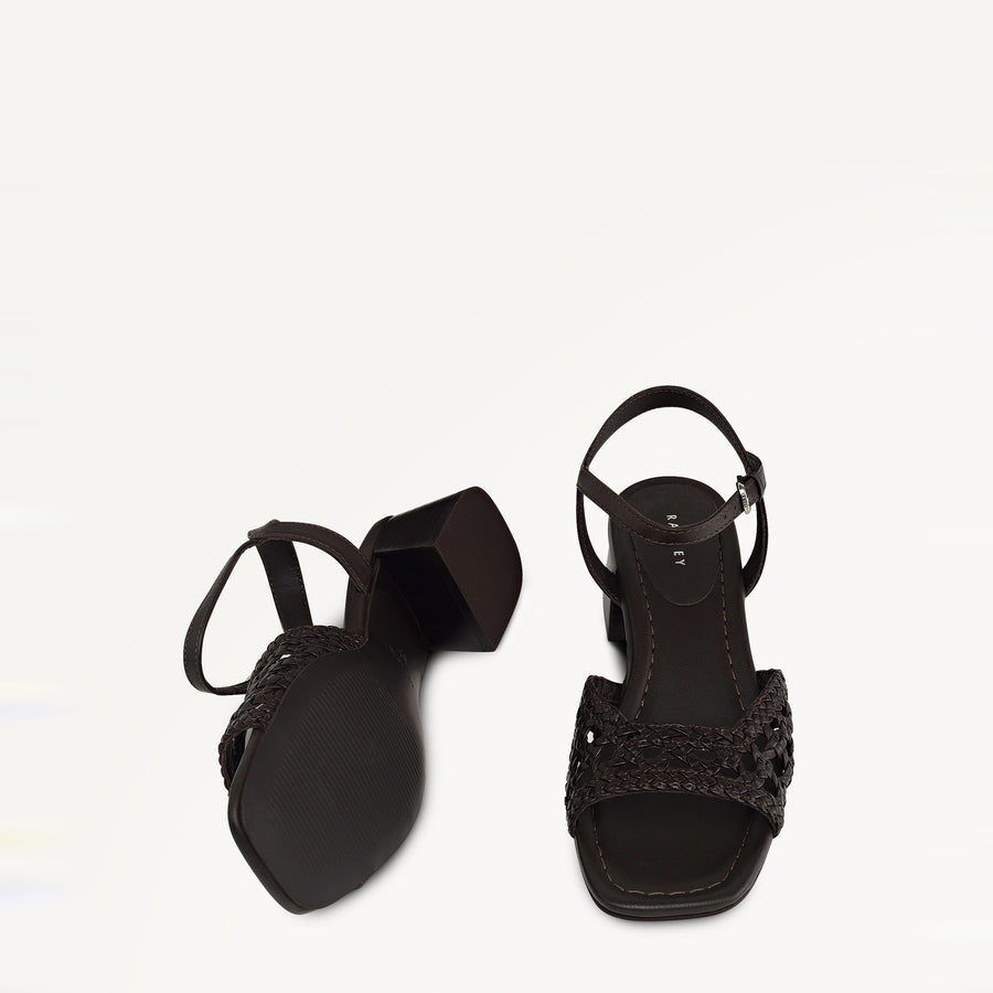 The Camden - Heeled Sandal  Low Block Weave Sandal Chocolate - 113760