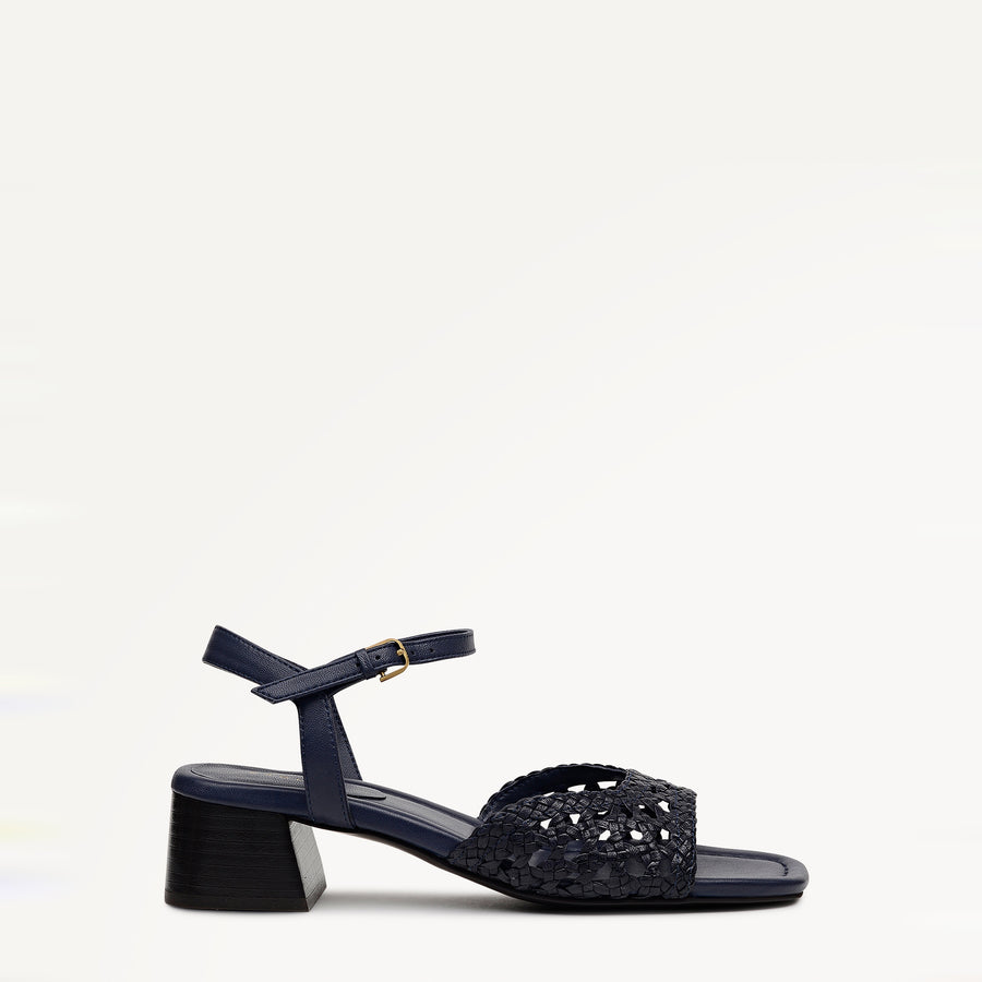 The Camden - Heeled Sandal  Low Block Weave Sandal Naval - 113761