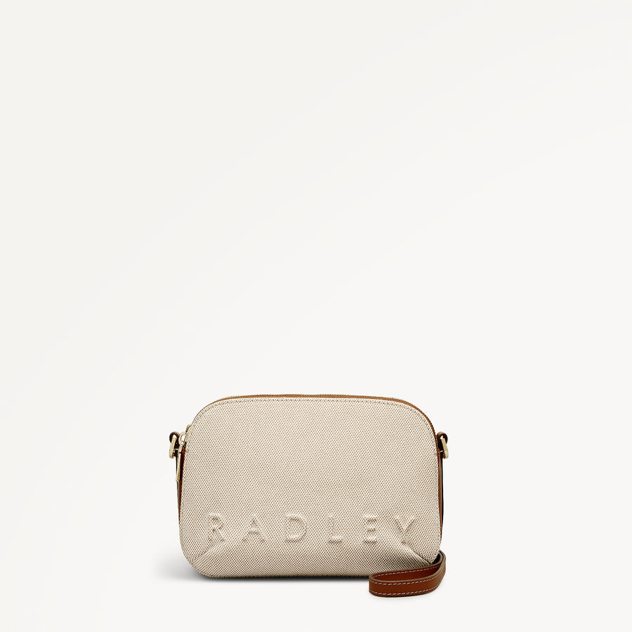 Dukes Place - Canvas Medium Ziptop Cross Body Natural - 113806