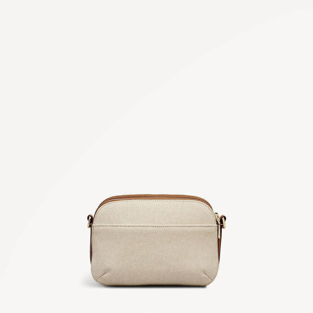 Dukes Place - Canvas Medium Ziptop Cross Body Natural - 113806
