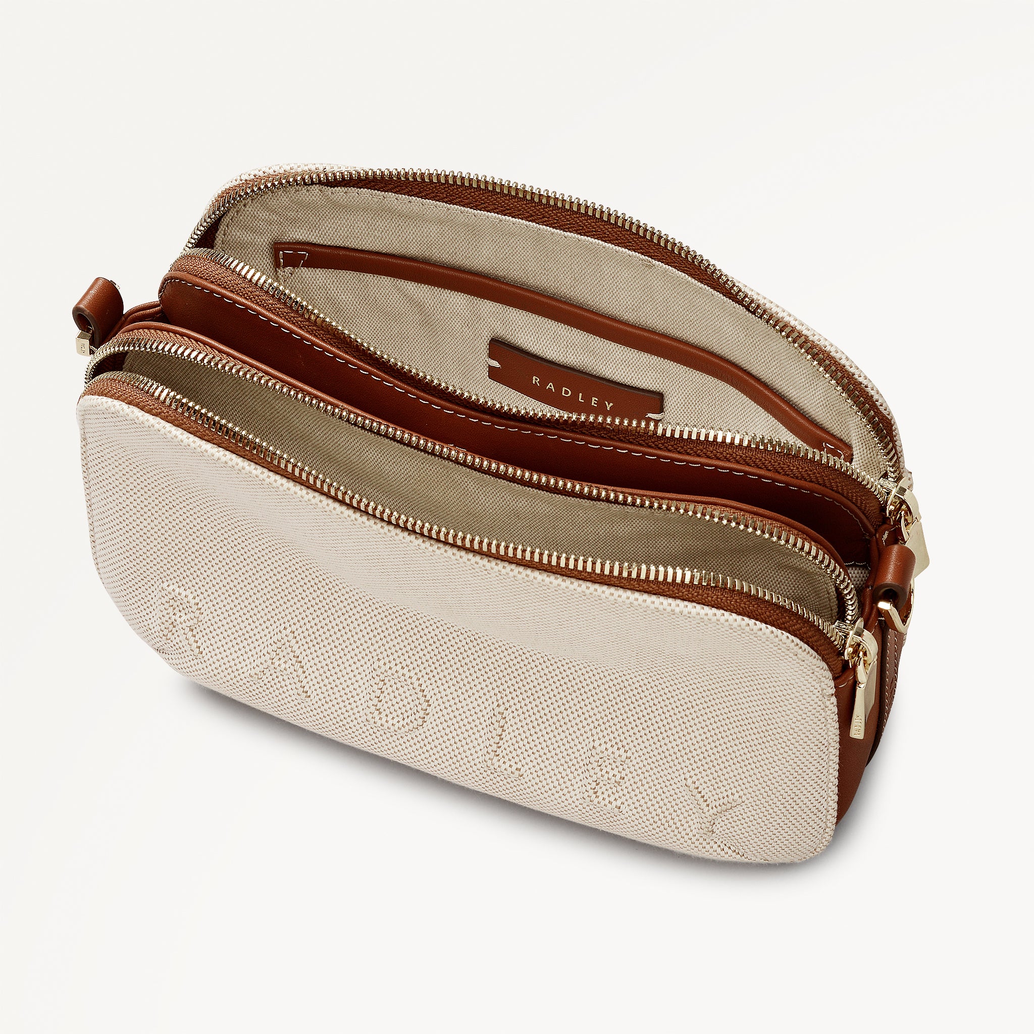Dukes Place - Canvas Medium Ziptop Cross Body Natural - 113806