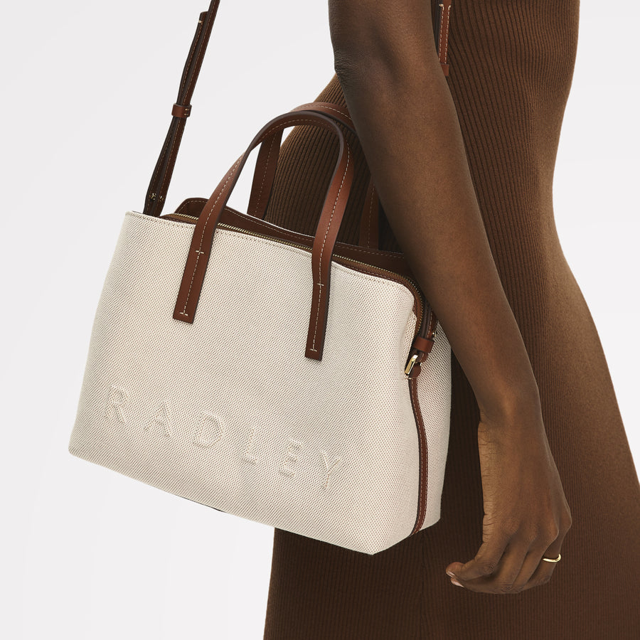 Dukes Place - Canvas Medium Ziptop Grab Natural - 113807