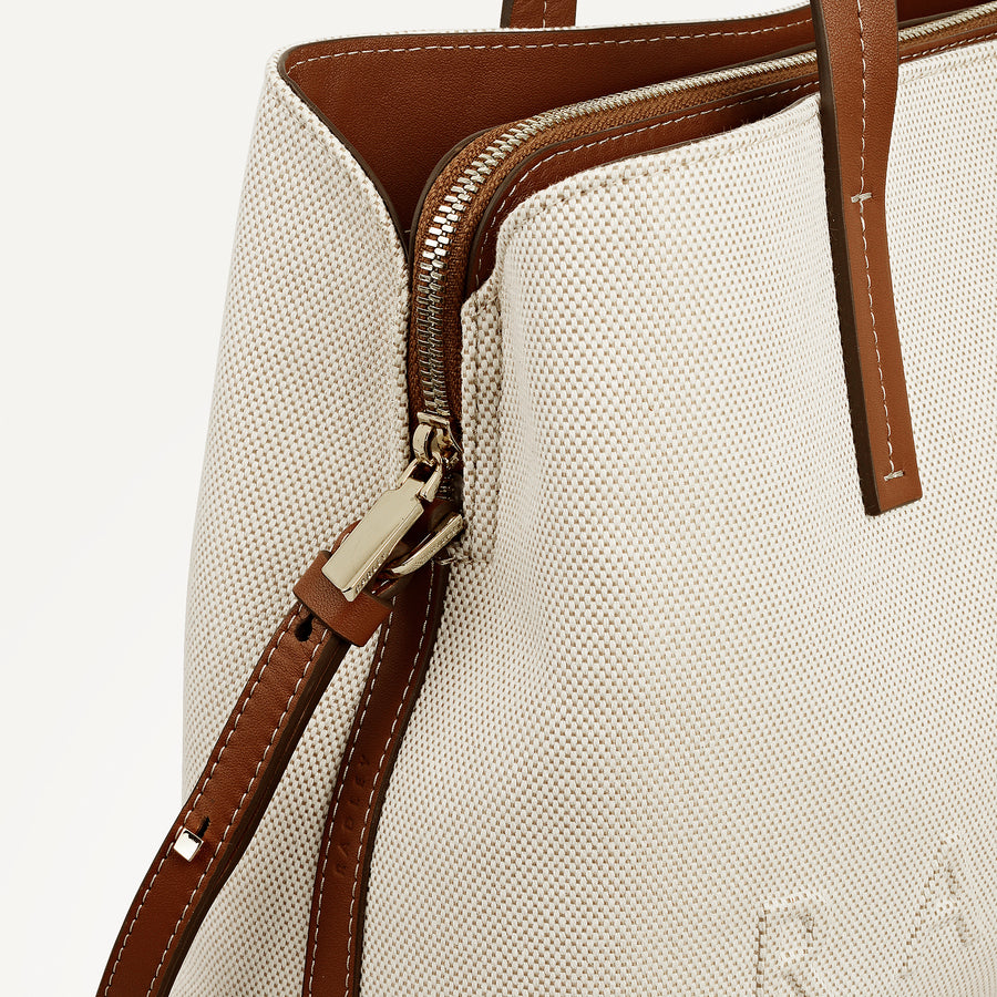 Dukes Place - Canvas Medium Ziptop Grab Natural - 113807