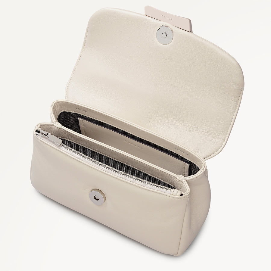 The Belsize - Puffy Small Flapover Shoulder Salt - 113829